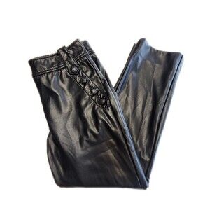 White House Black Market Jolie Straight Black Faux Leather Ankle Pants, 10